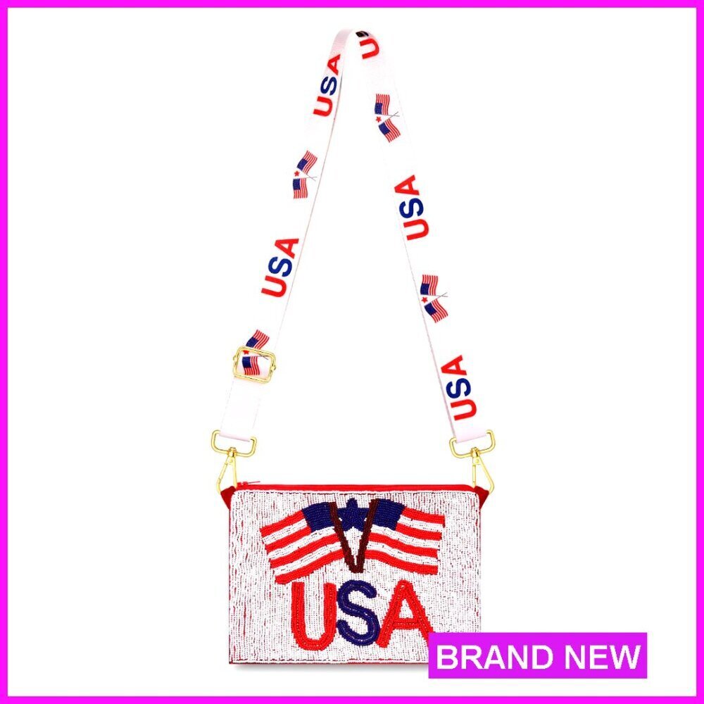 Beaded Crossbody Bag Adjustable Strap Shoulder Purse Festive Holiday Accessory